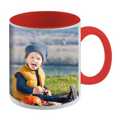 Taza personalizada con asa e interior rojo