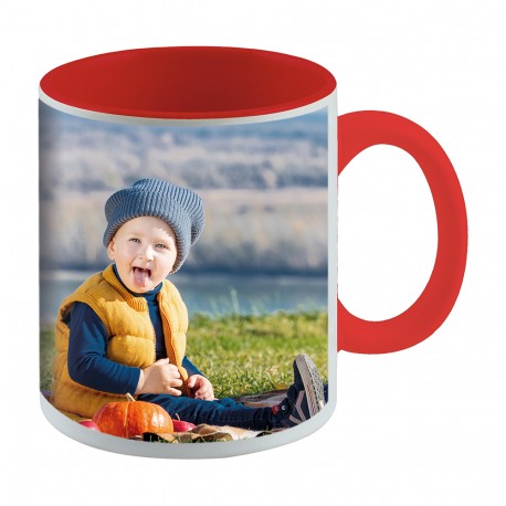 Taza personalizada con asa e interior rojo