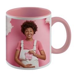 Taza personalizada con asa e interior rosa