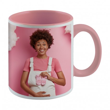 Taza personalizada con asa e interior rosa