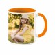 Taza personalizada con asa e interior naranja 