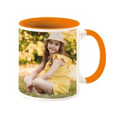 Taza personalizada con asa e interior naranja 