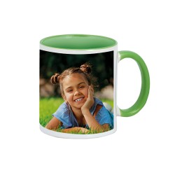 Taza personalizada con asa e interior verde