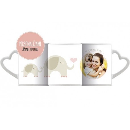 Taza personalizada Te Quiero Mamá elefantes