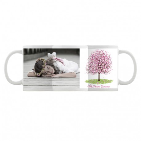 Taza personalizada comunión árbol rosa