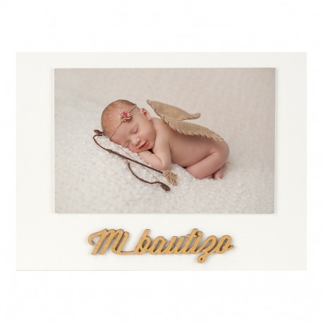 Marco madera personalizado Mi bautizo