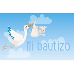 Tarjeta PVC cigüeña azul