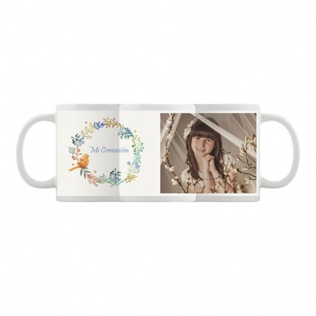 Taza con Foto  Personalizada Comunión Flores